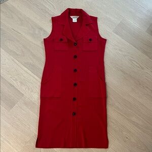 Misook Red Sleeveless Midi Dress